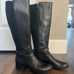 Black Leather Knee-High Boots